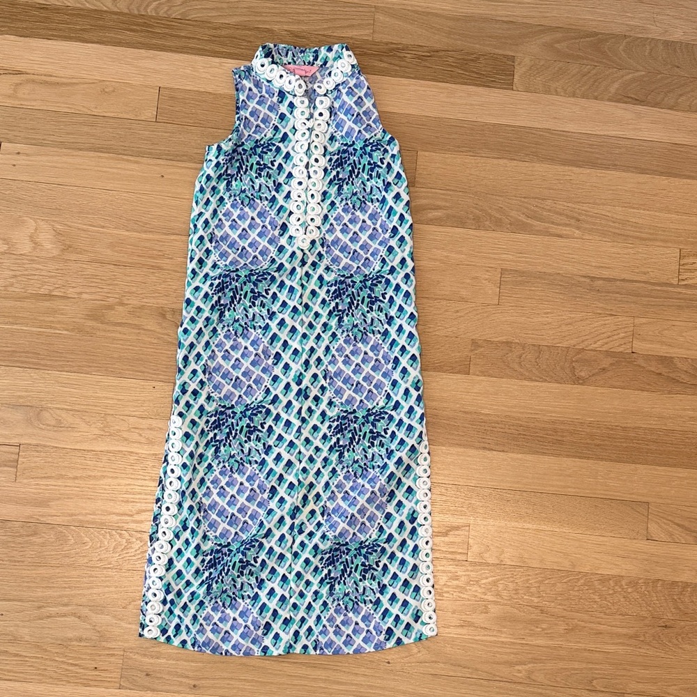 Lilly Pulitzer Blue and White Kids Maxi Dress
